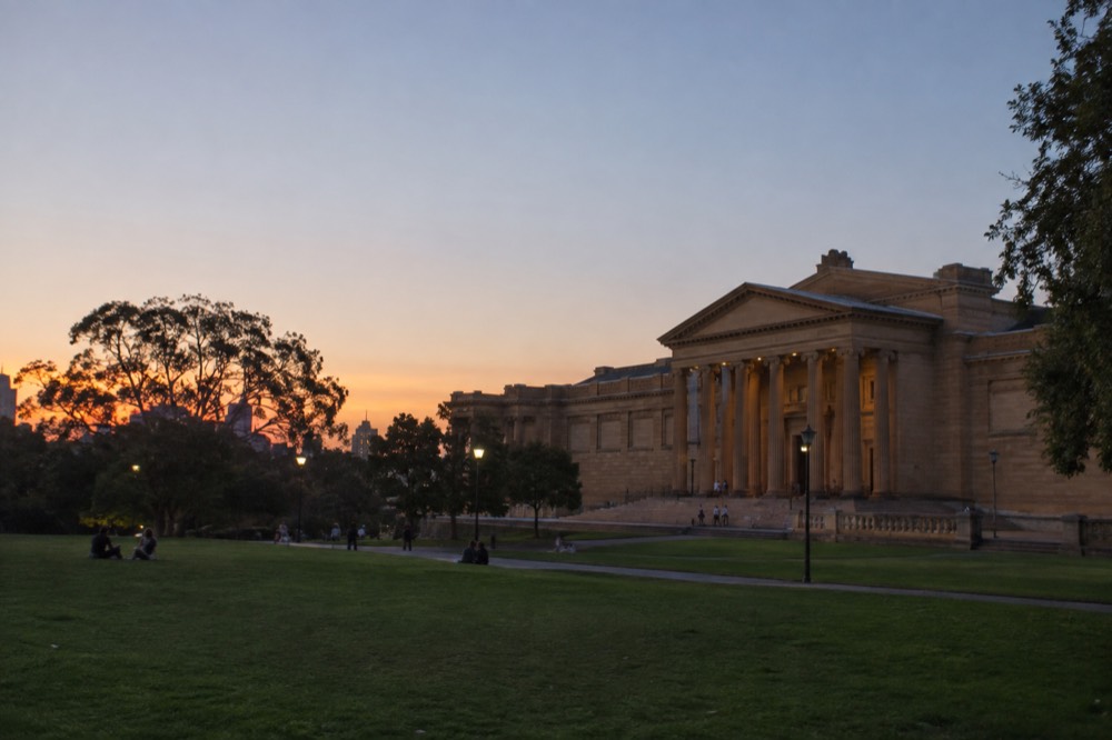 Art Gallery of New South Wales sandstone facade above the Domain parkland