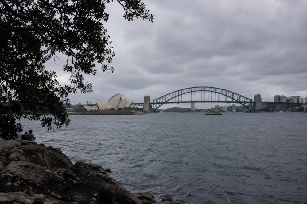 Harbour view from Mrs Macquarie's Chair with the Opera House and bridge in one frame