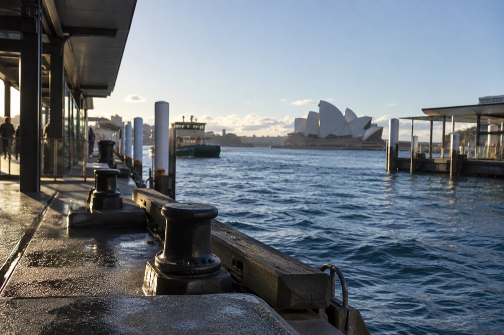 Circular Quay ferry wharves with the Opera House in the background